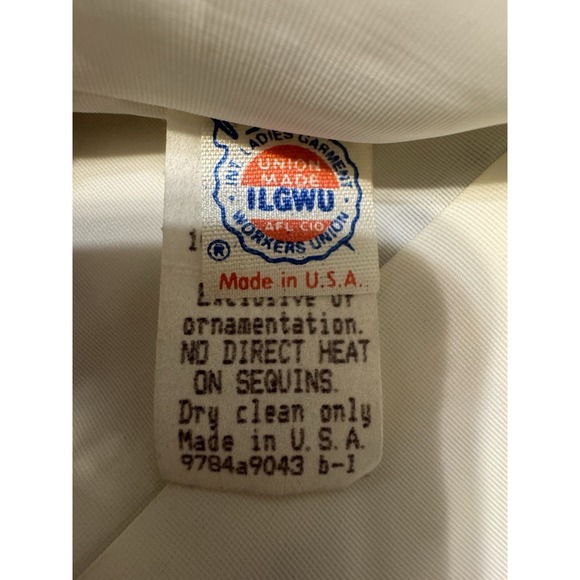 Vintage Karen Lawrence Sequin White & Navy Blue Polka Dot Women's Blouse Size-8 - Picture 8 of 13